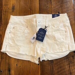 NWT Women’s American Eagle Outfitters white  Jean Shorts with Raw Hem size 4